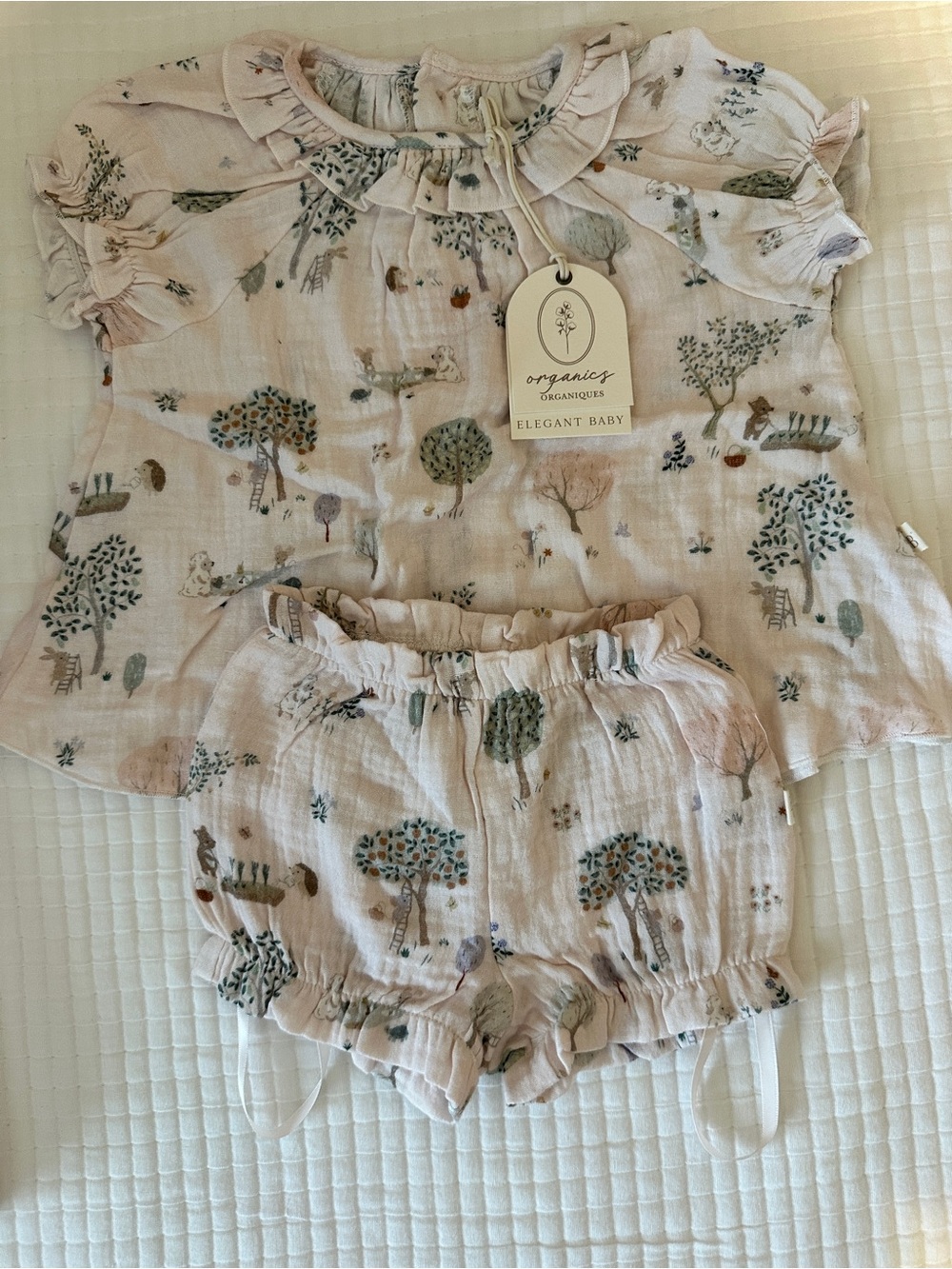 Elegant Baby Pink Woodland Ruffle Bib Set